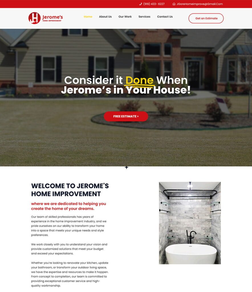 Our Work Website Design Jerome's Home Improvement